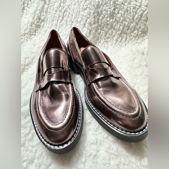 Chunky Lug Sole Shoes Women Metallic Platform Loafers with by SARTO Size 6.5 - Picture 4 of 13